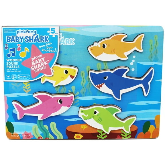 Pinkfong Baby Shark Musical Wood Sound Puzzle- Plays Song | Baby Shark Toys | Toddler Toys | Kids Toys | Baby Shark Birthday Decorations for Ages 2
