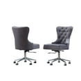thumbnail image 3 of Swivel Office Chair in Dark Gray Velvet with Stainless Steel and Tufted Seat, 3 of 3