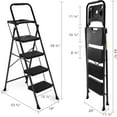 thumbnail image 2 of RONG-3 4-Step Ladder with Tool Platform, Wide Anti-Slip Platform & Thick Rubber Feet - Lightweight Heavy Duty Foldable & Portable - 330 lbs Capacity, Rubber Handgrip, Folding Step Stool - Black, 2 of 6