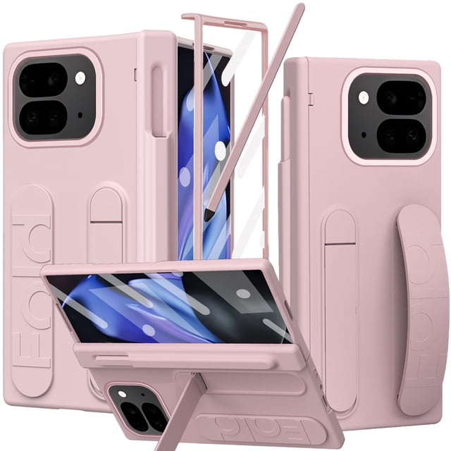 Funda para Google Pixel 10 Pro Fold con soporte para stylus y soporte de pie en rosa