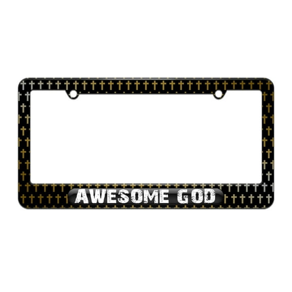 Awesome God License Plate Tag Frame - Christian Cross Design