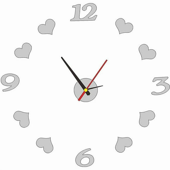 Pendel Stumm Wanduhr, Moderne Mode Wanduhr Rahmenlos 3D Spiegel Aufkleber Büro Hotel Heimdekoration DIY Wanduhr,2 STÜCKE Silber