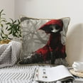 thumbnail image 4 of KLL Dark Red Hooded Girl Decorative Throw Pillow Covers Velvet Soft for Couch Sofa Bedroom Living Room Outdoor (No pillow core)- 18"x18", 4 of 5