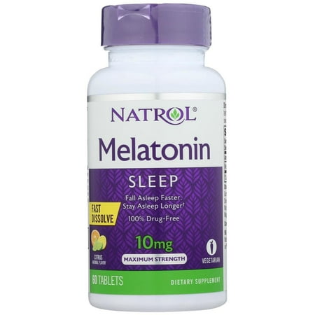 Natrol Fast Dissolve Melatonin 10 mg Tablets, Citrus Natural Flavor 60 ea (Pack of 6)