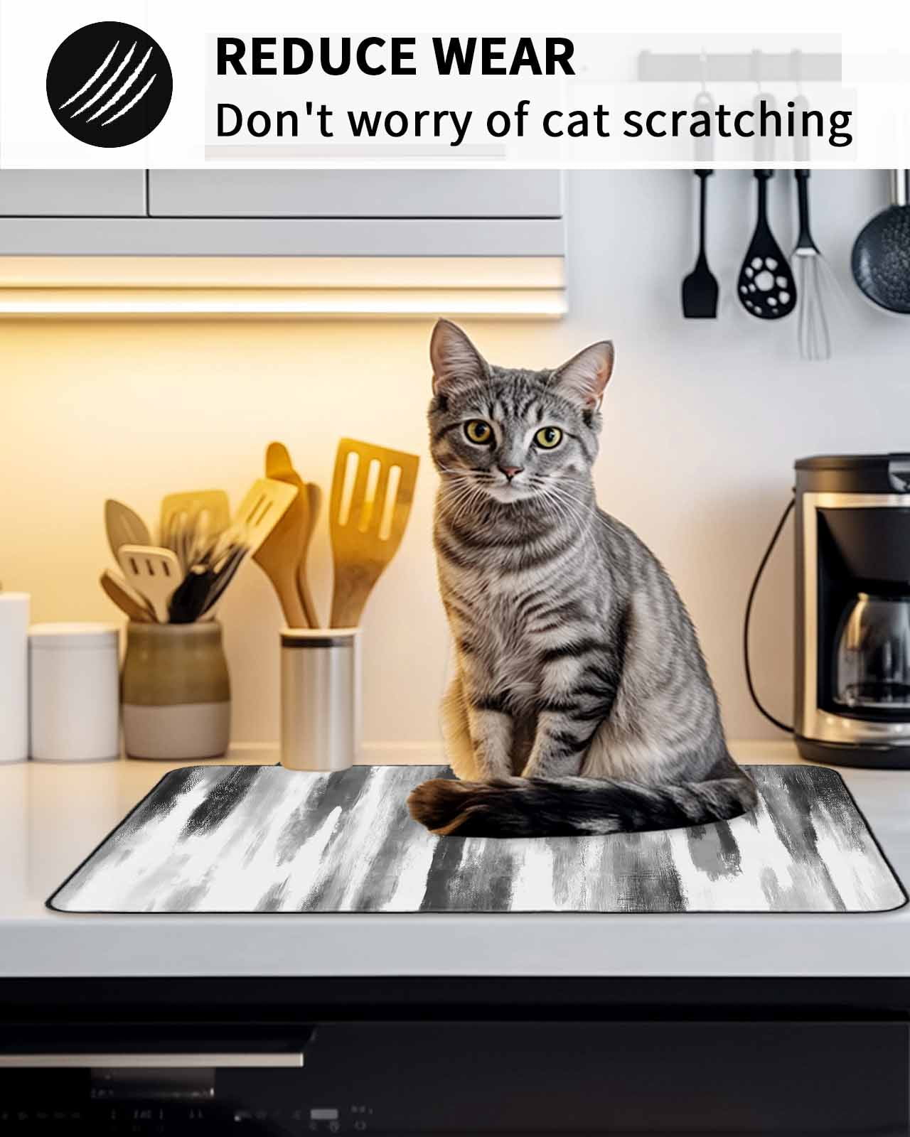 Stove Top Covers for Electric Stove, Black Gray White Glass Stovetop Cover Protector, Vintage Rustic Abstract Ombre Aesthetic Induction Cooktop Protector Oven Mat for Kitchen Countertop 24"x21"