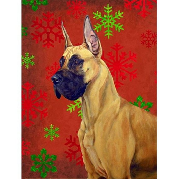 11 x 15 In. Great Dane Red And Green Snowflakes Holiday Christmas Flag, Garden Size