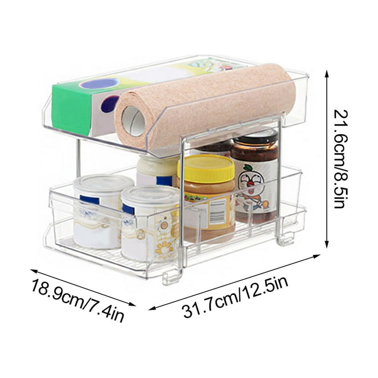 Bhome - 2 Adjustable Snack Organizer Bins for Cabinet & Pantry Organization and Storage Plastic Storage Bins for Kitchen Organization - Clear