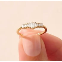 vylahjewellery 18K Yellow Gold Engagement Ring for Women Birth Stone for Month of October Baguette Cut Moissanite Diamond Ring Elegant Promise Ring and Bands Anniversary Handmade Jewelry