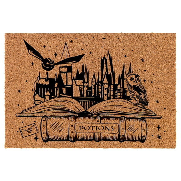 Welcome Doormat Coco Coir Door Mat Gift Wizard Castle Books (24" x 16")