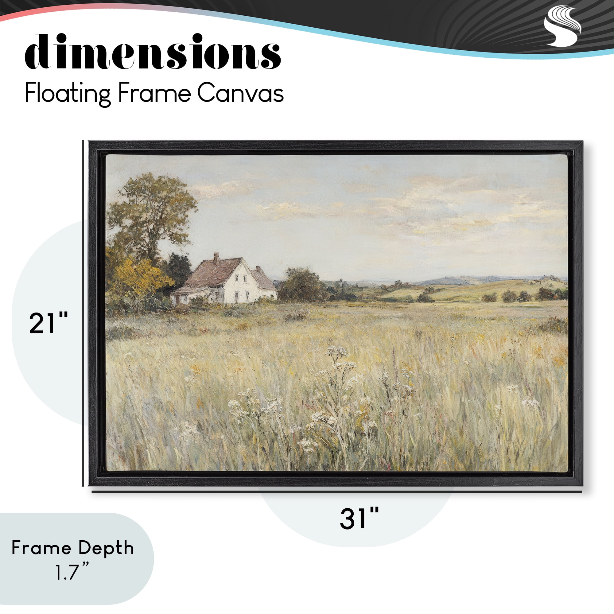 Stupell Industries Country Living in Golden Meadow Black Framed Floater Canvas Wall Art, design by Petal Prints Design