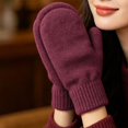 thumbnail image 3 of Hot Sales LSONABXA Saving $5 Hot Pink Gloves Mittens for Women Women Mittens Double Cute Stretchy Soft Thickened Cold Color Gloves For Riding Warm Hand Socks for Women, 3 of 4