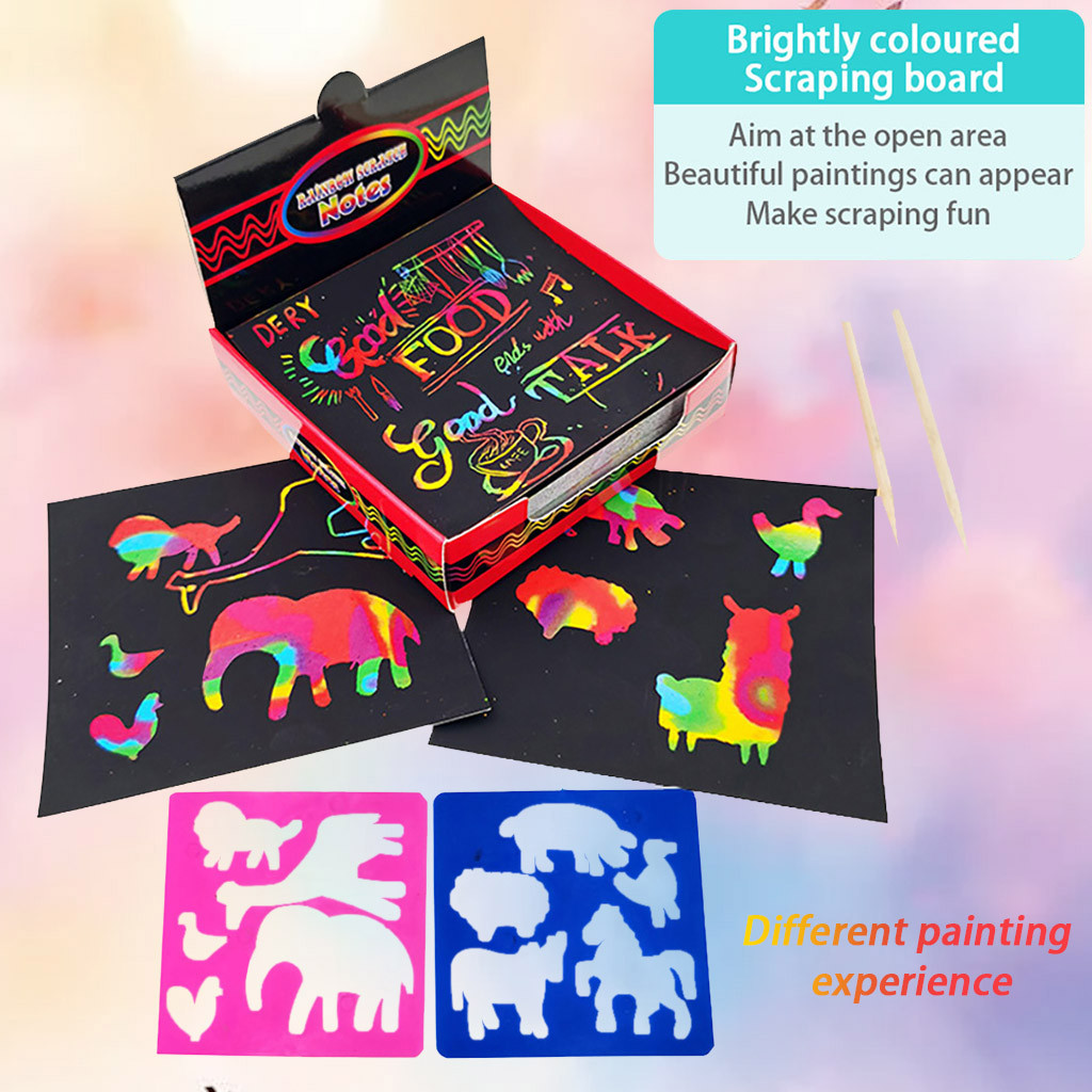 Scratch Notes Set Scratch Doodle Art With 100 Holographic Rainbow Paper