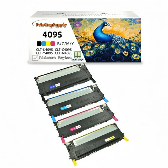 4 Pack BKCMY CLT-K409S  CLT-C409S CLT-M409S CLT-Y409S Toner Cartridge Compatible for Samsung CLP-310 CLP-310n CLP-315 CLP-315w CLP-3170 CLX-3170n CLX-3170fn CLX-3175 CLX-3175n CLX-3175fn CLX-3175fw