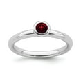 thumbnail image 1 of 925 Sterling Silver Stackable Expressions Low 4mm Round Garnet Ring S:10, 1 of 7