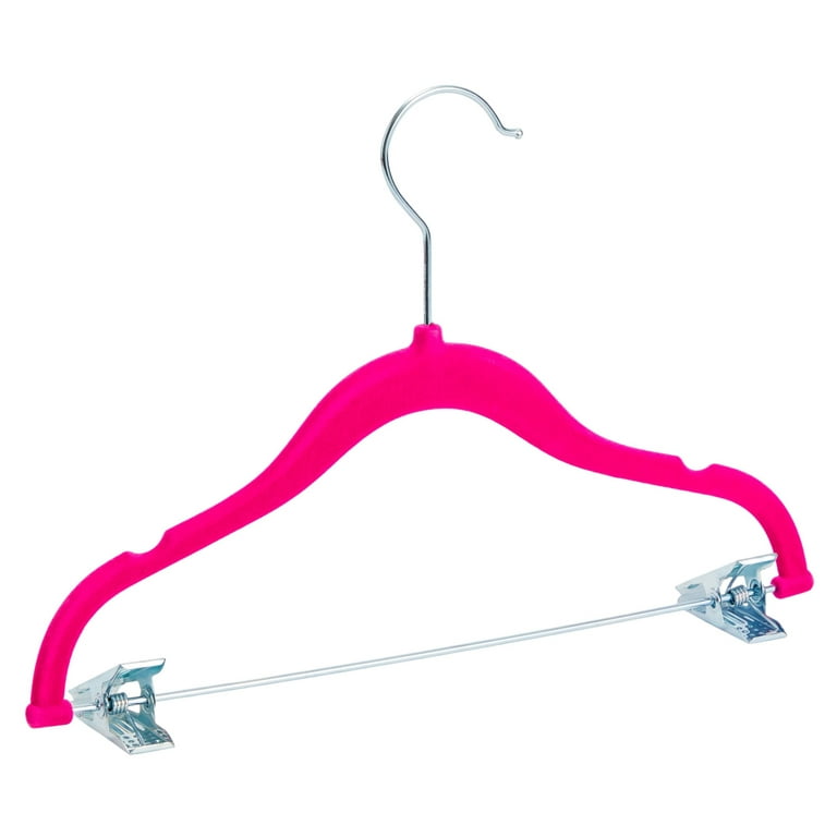 Juvale 24 Hot Pink Velvet Baby Clothes Hangers - Ultra Thin No Slip Nursery Hangers with Clips for Baby, Toddlers, Kids, Children