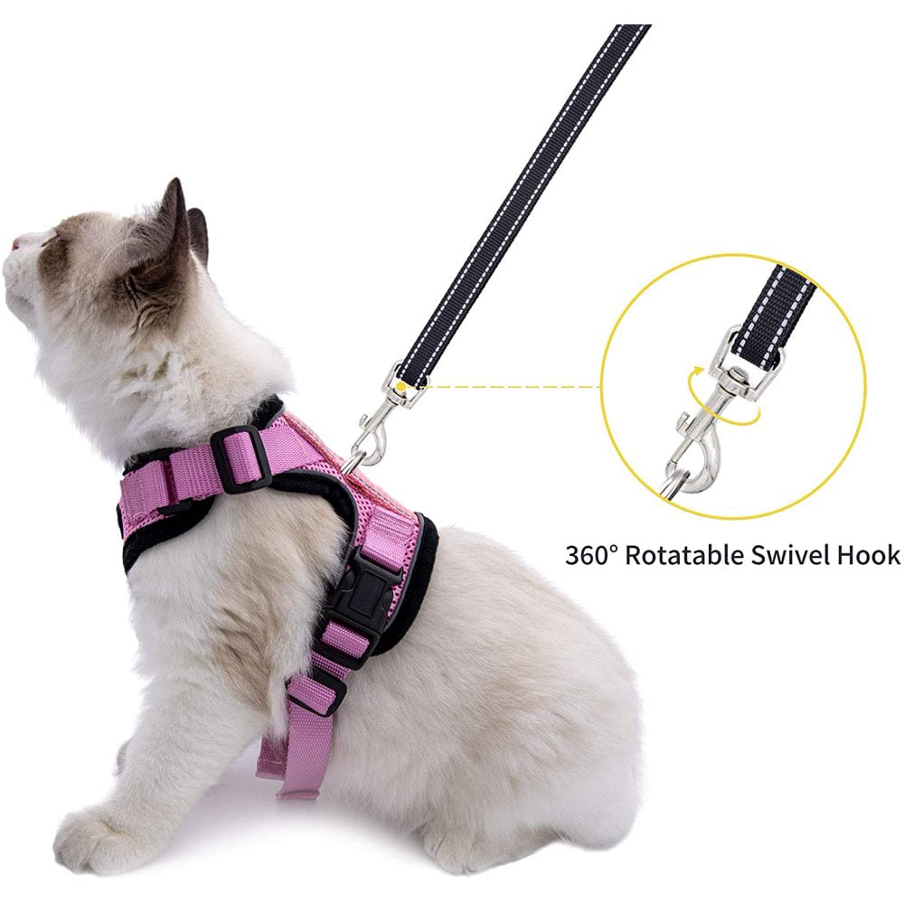 LuxRoom Cat Leash and Harness Set for Walking Adjustable Breathable Kitten Harness and Leash with Safety Reflective Strap 