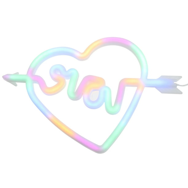 KAKOWELY Lámpara LED creativa en forma de corazón, luz de neón decorativa, diseño de letra LOVE