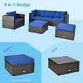 thumbnail image 5 of Patiojoy 6PCS Rattan Patio Furniture Set Cushioned Sofa Chair Ottoman Navy, 5 of 9