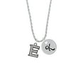 thumbnail image 2 of Delight Jewelry Black Nickeltone Crystal Initial - E - Beaded Border - Silvertone Script Initial Disc - K - Charm Necklace, 20"+3", 2 of 4