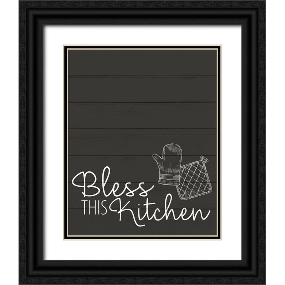 Allen Kimberly 12x14 Black Ornate Wood Framed with Double Matting Museum Art Print Titled - Bless this Kitchen