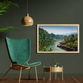 thumbnail image 2 of East Wall Art with Frame, River Kwai Living House Tropic Thailand Village Attractions Scenery, Printed Fabric Poster for Bathroom Living Room, 35" x 23", Forest Green Turquoise, by Ambesonne, 2 of 2