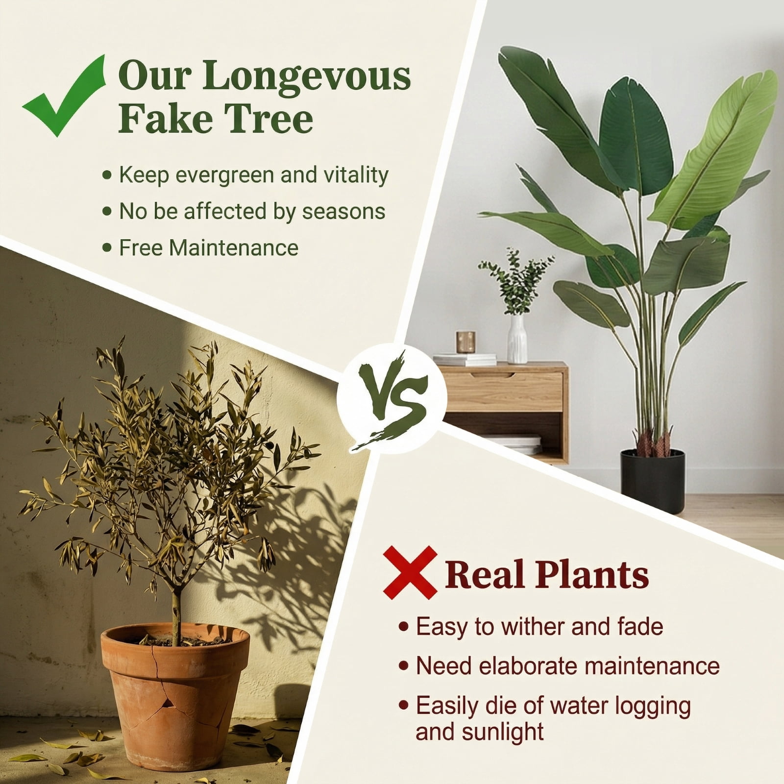 BEAUTYPEAK 4Ft Artificial Birds of Paradise Plant Faux Banana Leaf Tree Fake Tropical Palm Tree Indoor Outdoor Floor Plant