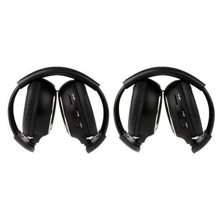 EinCar®2 Pack of Two Channel Good TV Headphones Wireless Headset Folding Universal Rear Entertainment System Infrared Headphones IR Best Studio Headphones DVD Player Head Phones for in Car Video (Best Wireless Channel For Router)