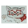 thumbnail image 1 of Cat Cutting Board, Fashion Portrait Hipster Cat with Star Shaped Glasses and Bow I Love Kitty, Decorative Tempered Glass Cutting and Serving Board, Small Size, Pale Pink Beige and Red, by Ambesonne, 1 of 1