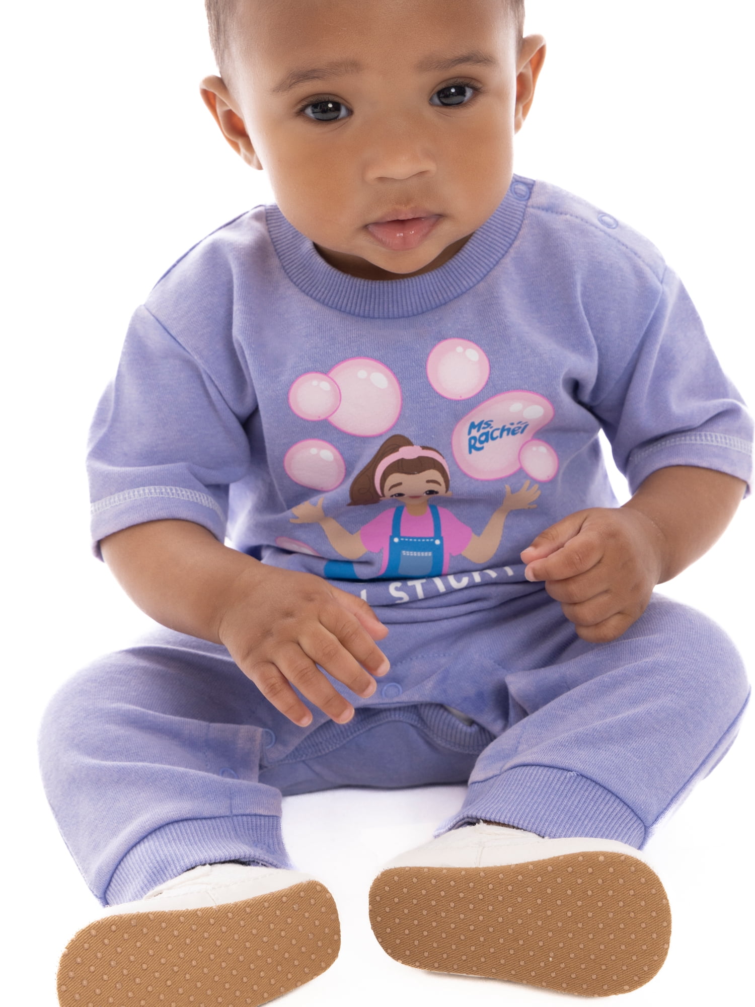 Ms. Rachel Baby Girls' Graphic Romper with Short Sleeves, Sizes 0/3M- 24M