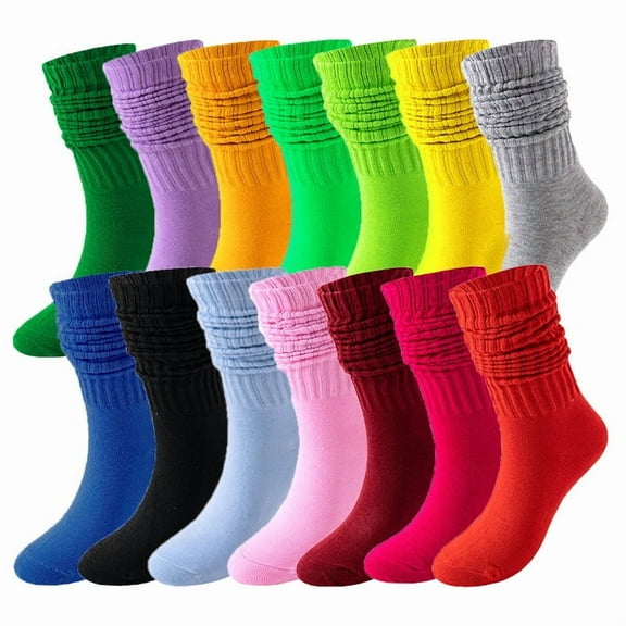Janrevotw 1Pairs Women Slouch Socks Socks Girls Cushioned Chunky Stacked Boot Socks Soft Knit Warm Long Athletic Knee High Sock