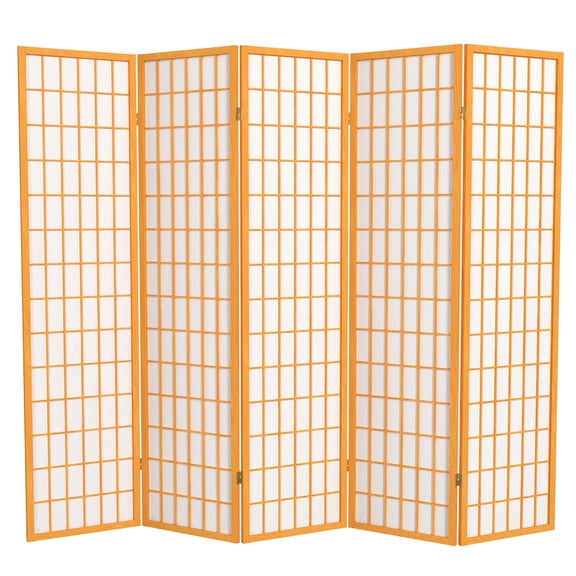 6 ft. Tall Window Pane Shoji Screen - Honey - 5 Panels