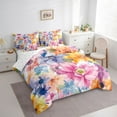 thumbnail image 3 of Manfei Colorful Flowers Bedding Comforter Set 7 Pieces for Female Men,Spring Garden Full Bedding Set Lightweight,Exotic Style Fitted Sheet Flat Sheet,Lightweight Room Decor,Reversible, 3 of 8