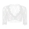 thumbnail image 3 of Fashion Women's Casual Lace Solid Color Short Sleeve V-Neck Blouses Shirts, 3 of 4