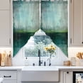 thumbnail image 4 of Abstract Street Art Swag Valances for Windows 2 Pack Vintage Green Watercolor Gradient Swag Kitchen Curtains 45 Inches Long Rod Pocket Short Window Treatment for Kitchen Bathroom 36"x45", 4 of 8