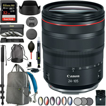 Canon RF 24-105mm f/4 L IS USM Zoom Lens for EOS R Canon RF Mirrorless Camera 2963C002 with 77mm Multicoated UV, Polarizer & FLD Filter Kit Photography Backpack (Best Canon Lens For Product Photography)