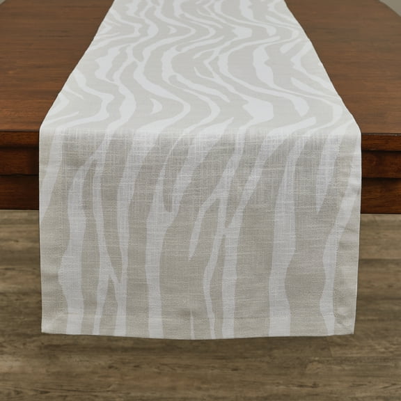 Split P Gray Zebra Print Table Runner 72''L