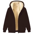 thumbnail image 4 of felwors Unisex Sherpa Lined Fleece Jacket - Zip Up Hooded Sweatshirt, Warm Fall & Winter Casual Coats with Pockets Bronze, S, 4 of 6