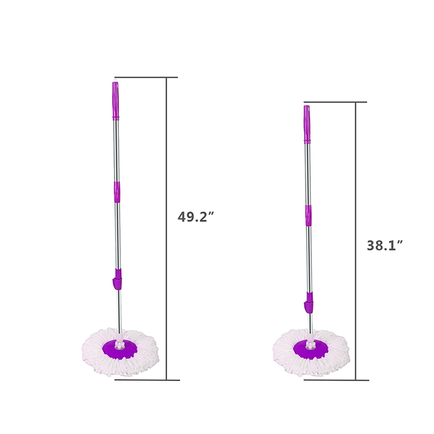 Kepooman 360-Degree Rotary Head Ultra Slim Microfiber Mop, Spin Mop and Bucket System with Stackable Bucket and 2 Machine Washable Microfiber Mop Heads, Purple