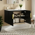 thumbnail image 4 of Euroco 30-Inch Wall-Mounted Bathroom Vanity with Glossy Ceramic Sink, Dual Soft-Close Doors, and Adjustable Shelf,, 4 of 9