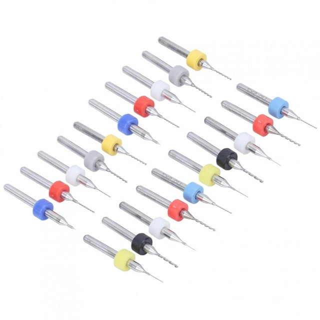 Juego de 20 brocas micro para placa de circuito de aleación, mini vástago fijo de 0,1 mm a 1 mm, accesorios
