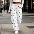 thumbnail image 7 of Mifsaly Polka Dot Sweatpants Wide Leg Drawstring Waist Jogger Sweatpant Trendy Daily Going Out Travel Vacation Barrel Pants Trousers with Pockets, 7 of 7