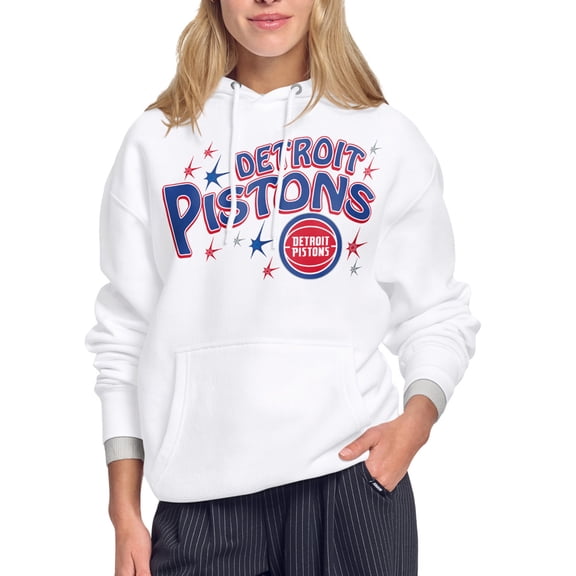 Women's Starter White Detroit Pistons Fireworks Fleece Hoodie