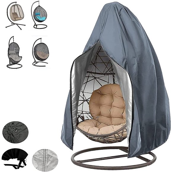 Housse pour Chaise Oeuf Suspendue de Patio, Chaise Balançoire d'Extérieur en Rotin Osier, Imperméable et Antipoussière, Housse de Mobilier de Jardin avec Fermeture Éclair, 190x115 cm
