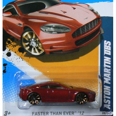 Aston MartDBS Metalflake Dark Red 2012 Faster Than Ever Card 99, Aston Martin DBS in Metalflake Dark Red By Hot
