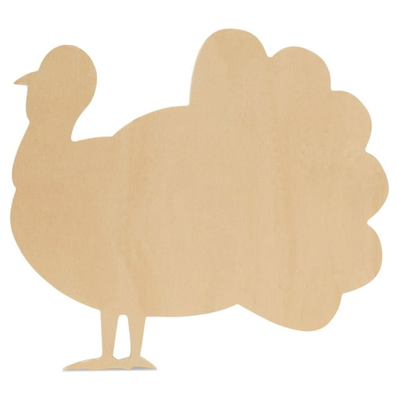 Classic Wood Turkey Cutouts 8 inch, Pack of 6 Fall Unfinished Wood Cutouts to Paint and Display, Thanksgiving Party Decorations, by Woodpeckers