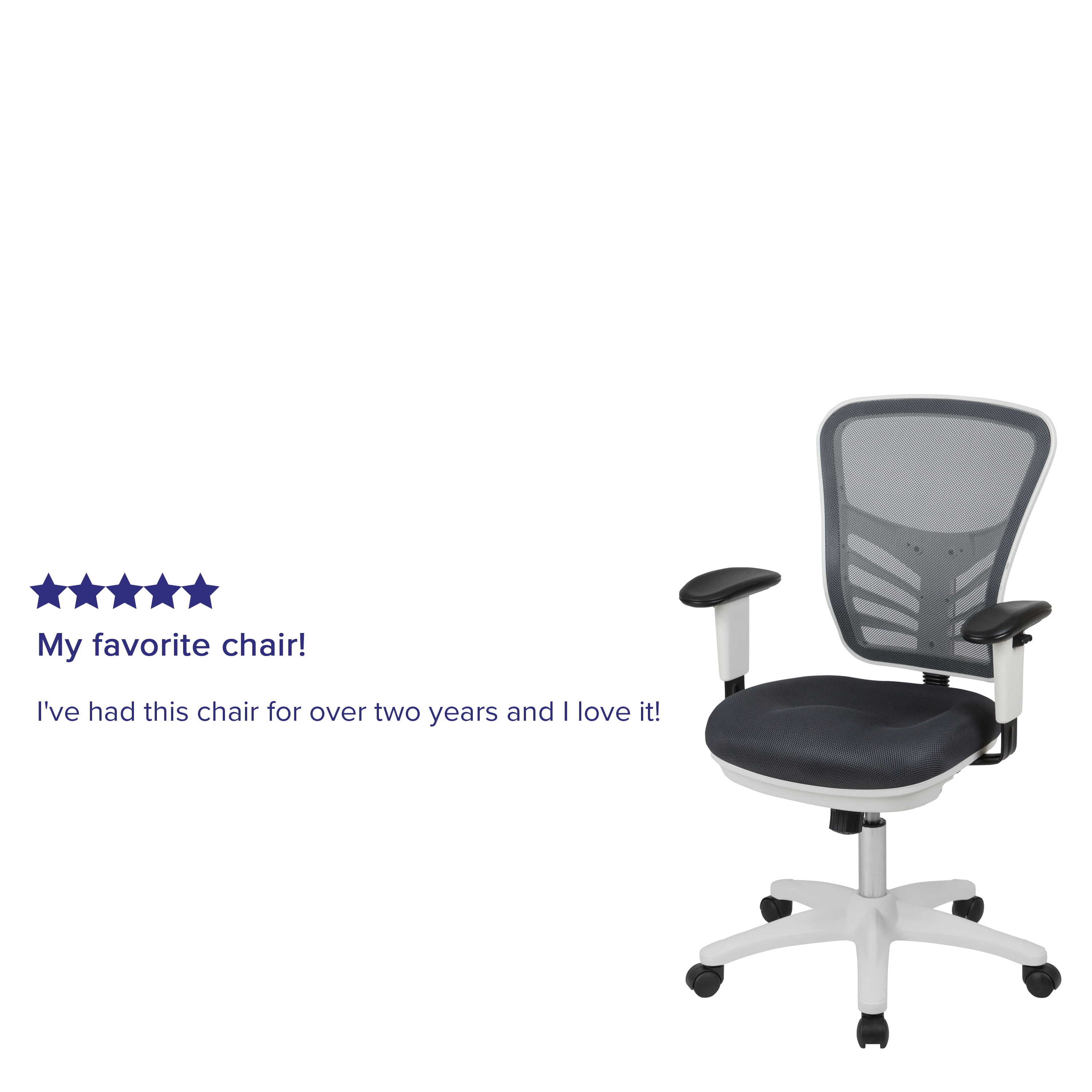 Emma + Oliver Mid-Back Dark Gray Mesh/White FrameMultifunction Ergonomic Office Chair w/ Arms