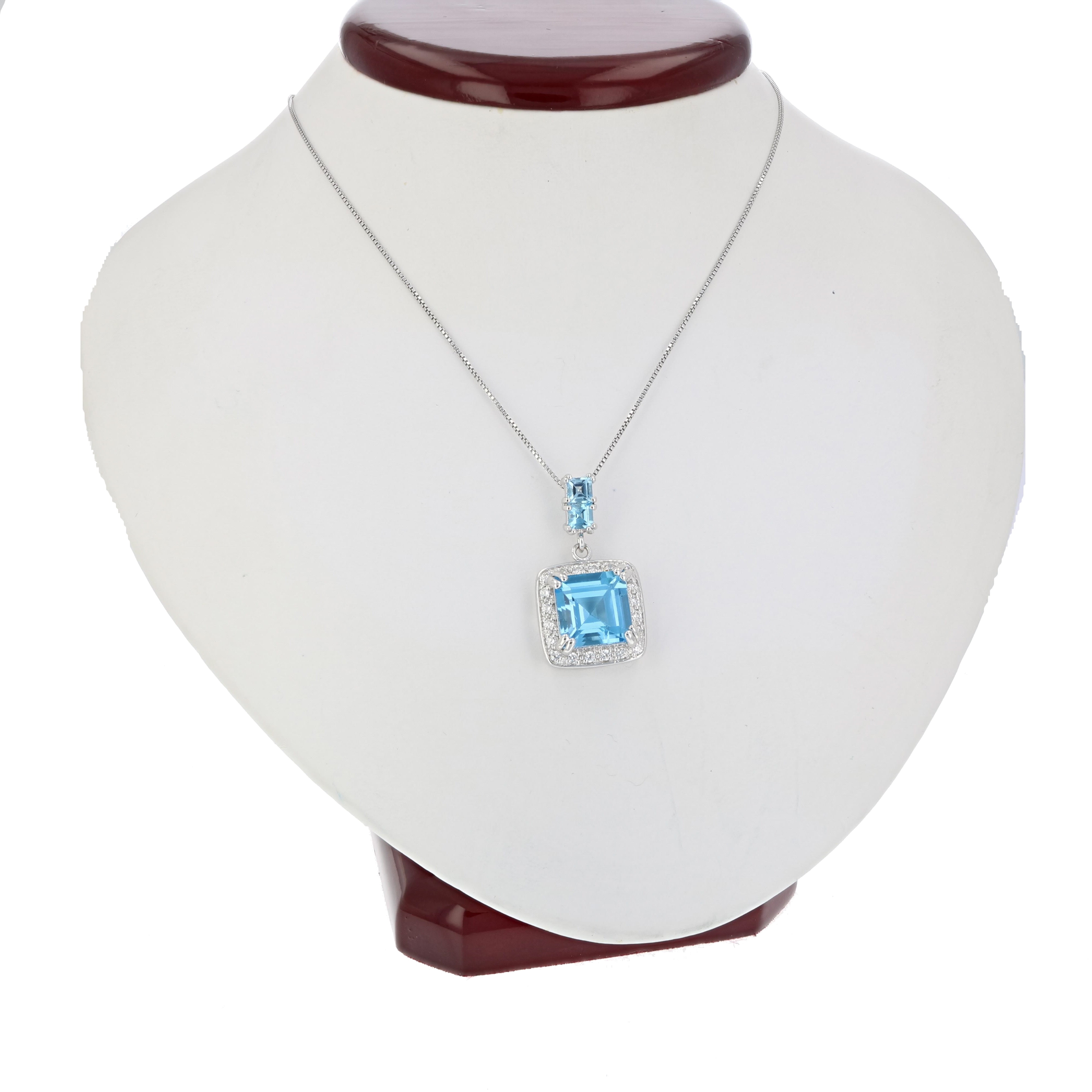 Vir Jewels 4.30 CTTW Swiss Blue Topaz Pendant Necklace for Women in Sterling Silver December