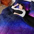thumbnail image 4 of jejeloiu Outer Space Nebula 7pcs Bedding Comforter Set,Pink Blue Ombre Queen Bedding Sets For Girls Reversible, 4 of 8