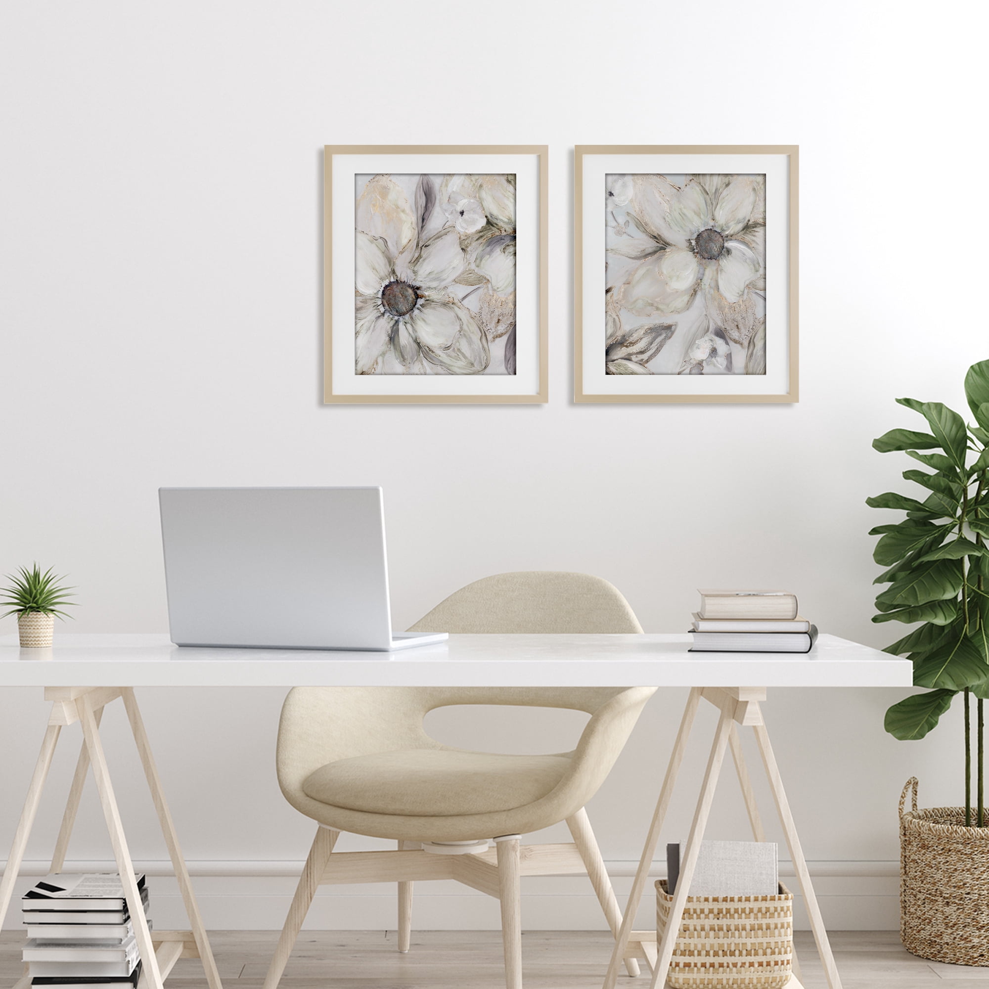 Stupell Industries Sandstone Tinted Blooms 2 Piece Birch Framed Print Under Glass Set, design by Carol Robinson
