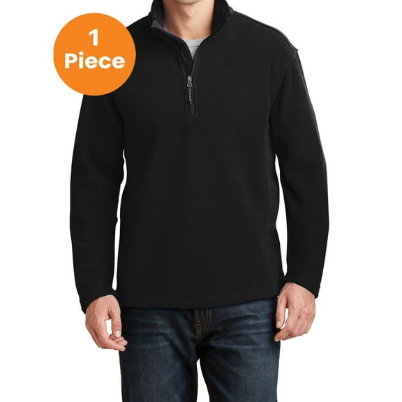 Port Authority F218 Value Fleece 1/4-Zip Pullover, Black, XS, Mens Hoodies and Sweatshirts